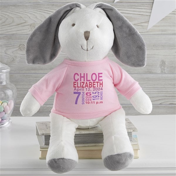 All About Baby Personalized Birth Stats Stuffed Animal Bunny - 26712