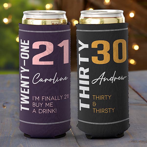 Timeless Birthday Personalized Skinny Can Cooler - 26727