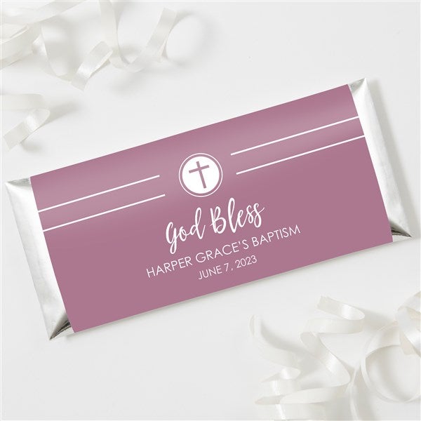 Modern Cross Girl Baptism Personalized Candy Bar Wrappers - 26743