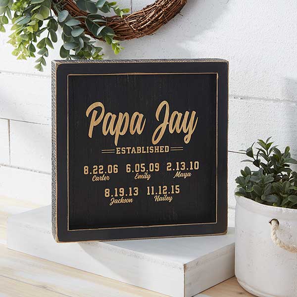 Established Personalized Distressed Black Wood Frame Wall Art - 26769