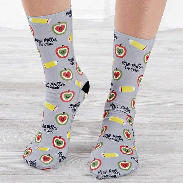 Teacher's Apple Personalized Adult Socks - 26795