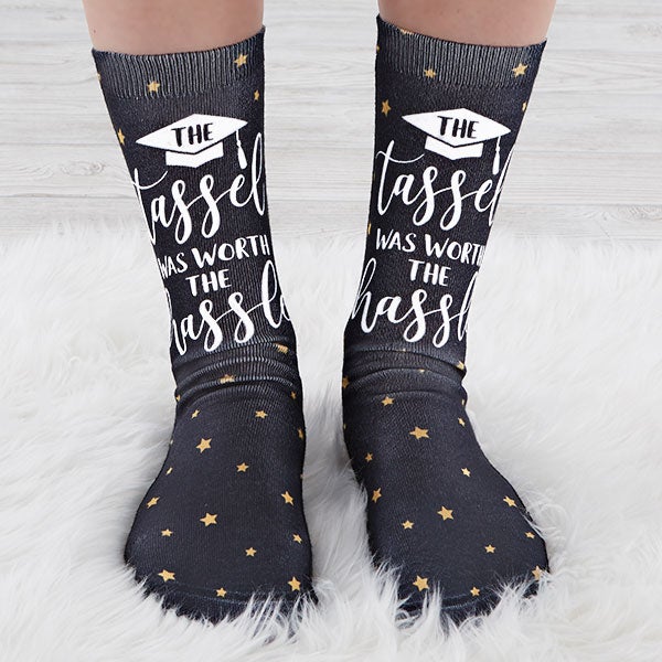 Tassel Was Worth The Hassle Personalized Graduation Socks - 26801