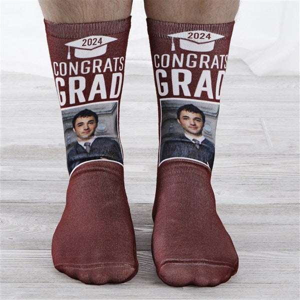 Congrats Grad Personalized Photo Graduation Socks - 26802