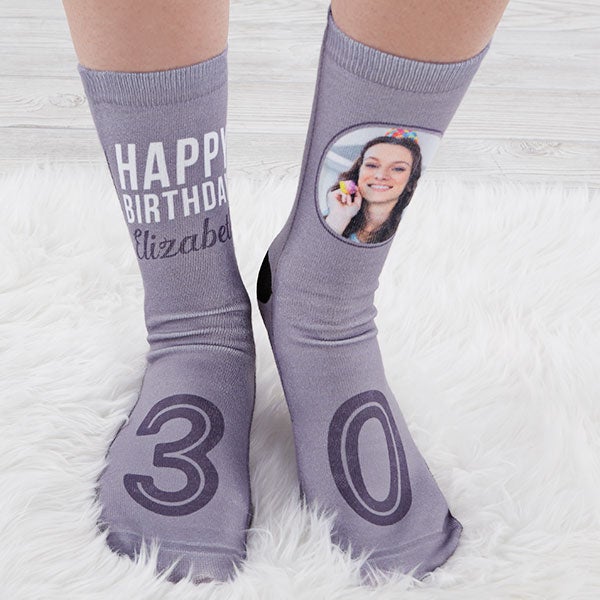 Modern Birthday Personalized Women's Photo Socks - 26803
