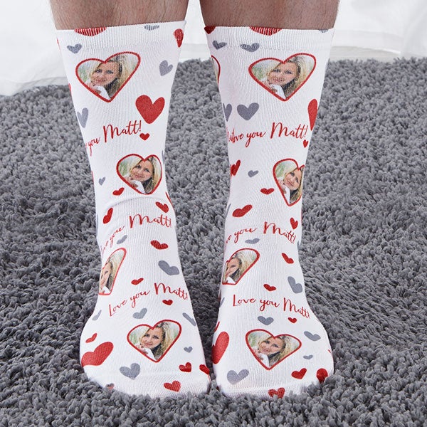 Romantic Heart Personalized Adult Socks - 26831