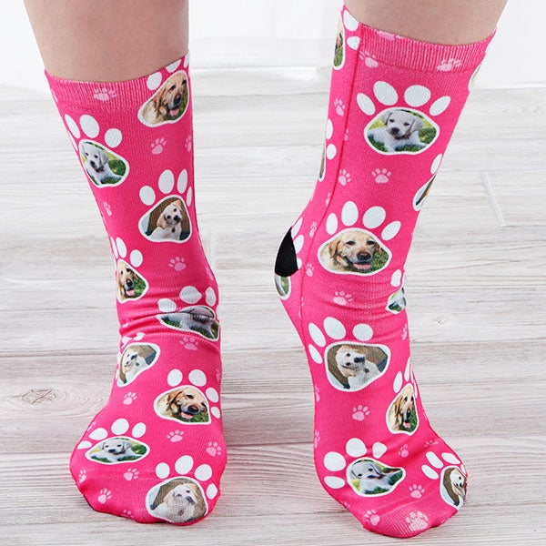 Paw Print Photo Personalized Dog Socks - 26834