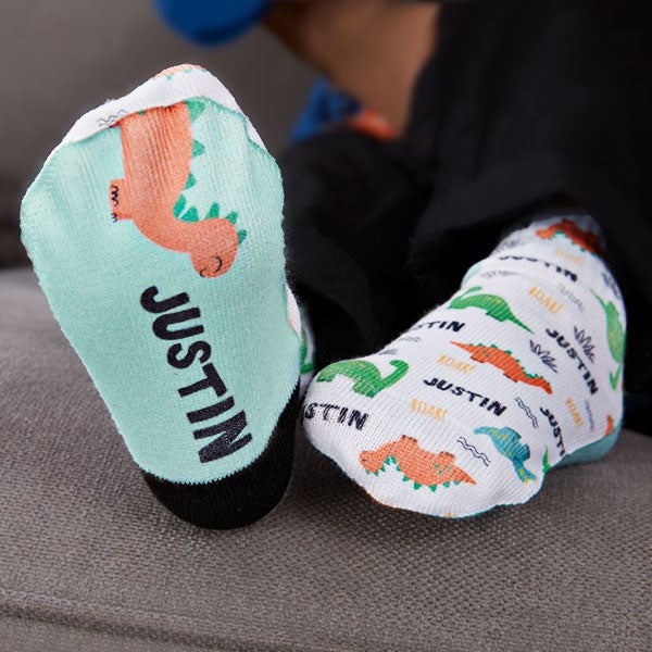 Personalized Dinosaur Socks for Toddler Boys - 26868