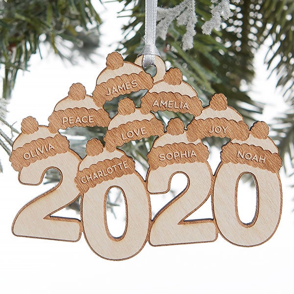 2020 Personalized Whitewash Wood Ornament