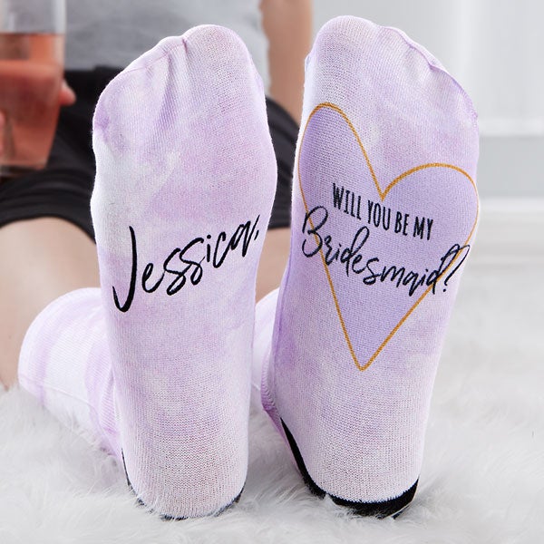 Will You Be My Bridesmaid Personalized Bridesmaid Socks - 26875