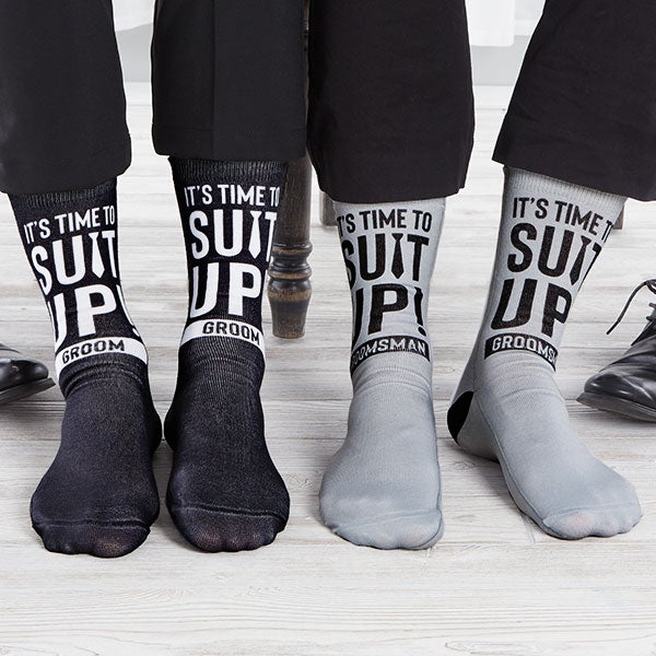 It's Time To Suit Up Personalized Wedding Socks - 26880