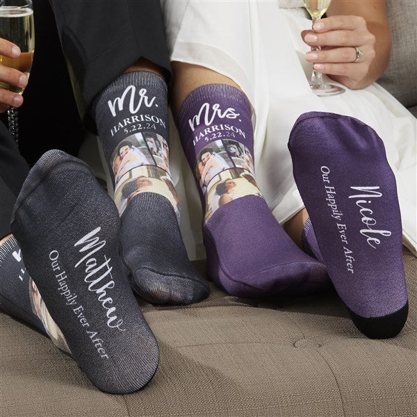 Happily Ever After Personalized Wedding Photo Socks - 26885