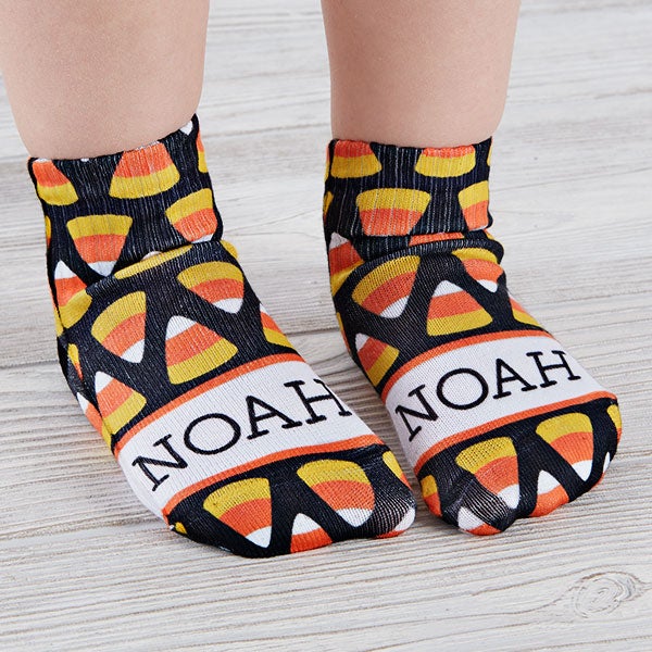 Candy Corn Personalized Toddler Halloween Socks - 26894