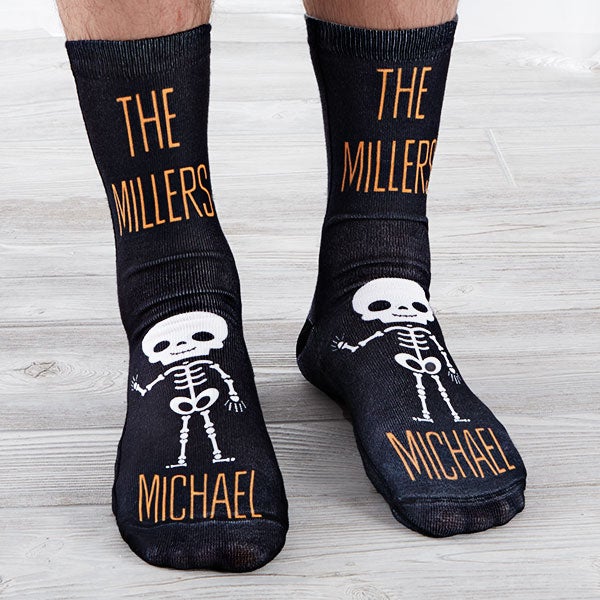 Skeleton Characters Personalized Men's Halloween Socks - 26897