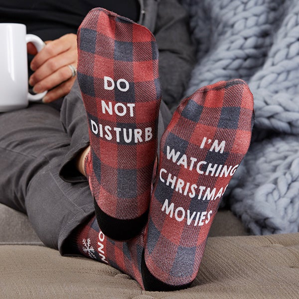 Buffalo Plaid Personalized Adult Christmas Socks