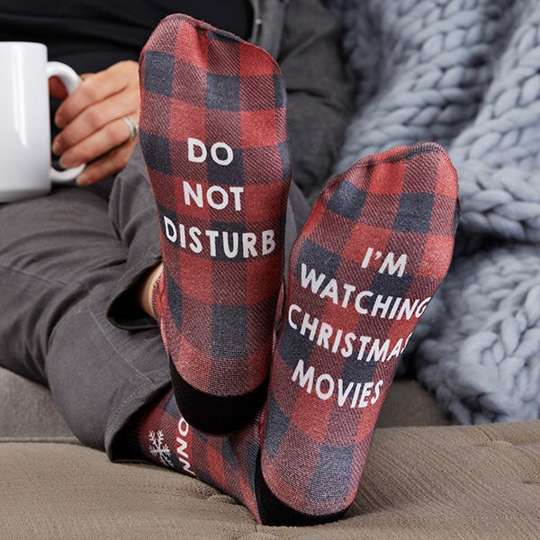 Buffalo Plaid Personalized Adult Christmas Socks - 26900