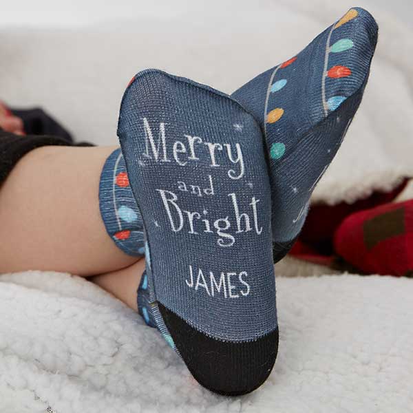 Merry & Bright Personalized Toddler Christmas Socks - 26907