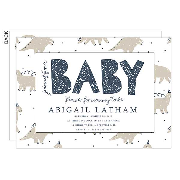 baby dinosaur baby shower invitations