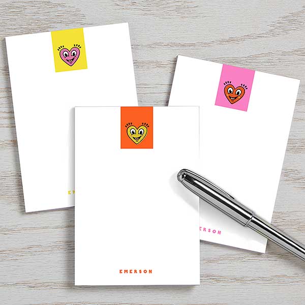 Happy Heart Personalized Mini Notepads Set of 3