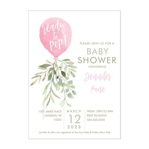 to Baby Girl Shower Party Invitation - Premium