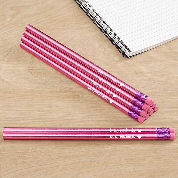 Name & Icon Metallic Personalized Pencil Sets - 26965