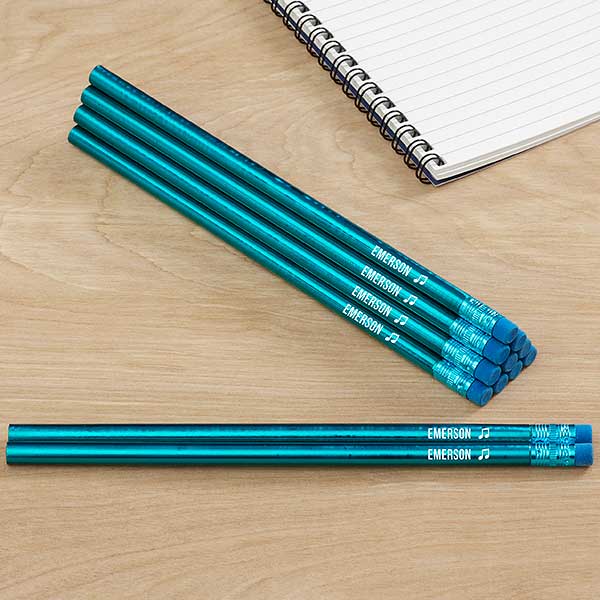 Name & Icon Metallic Personalized Pencil Sets - 26965