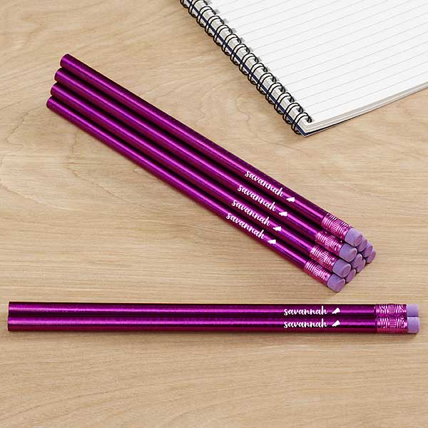 Name & Icon Metallic Personalized Pencil Sets - 26965