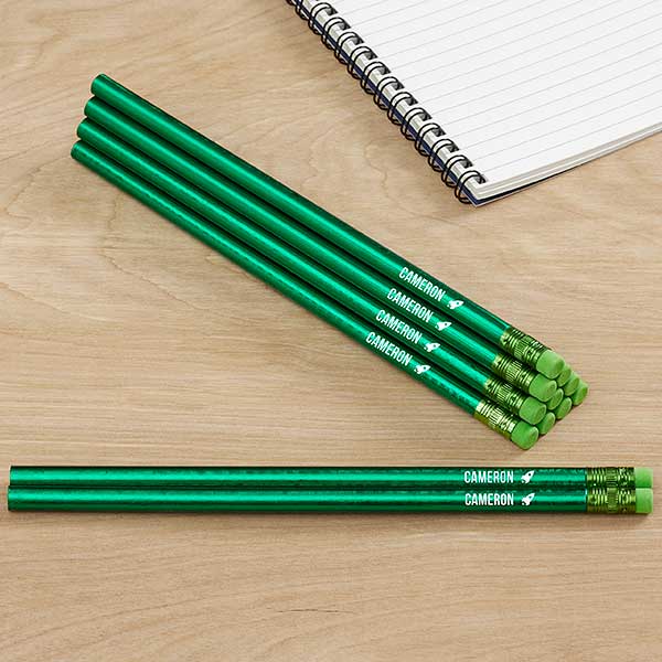 Name & Icon Metallic Personalized Pencil Sets - 26965