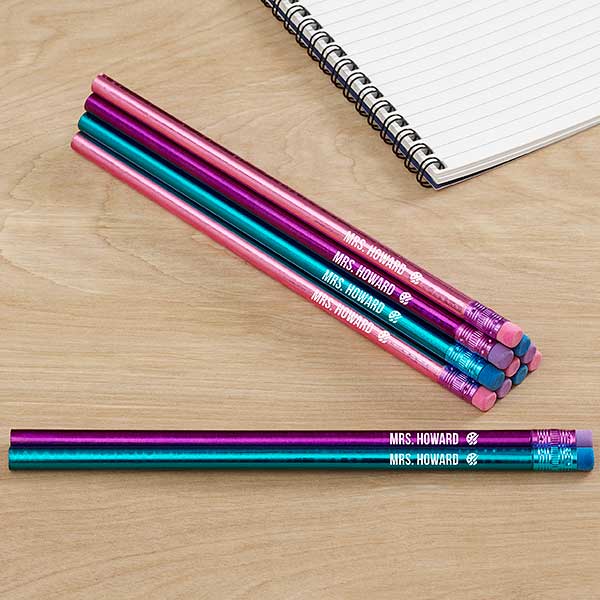 Name & Icon Metallic Personalized Pencil Sets - 26965