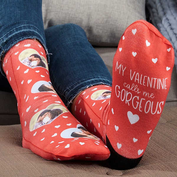 My Valentine Personalized Woman's Photo Socks