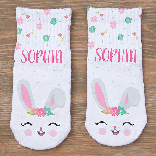 Easter Girl Bunny Personalized Toddler Socks