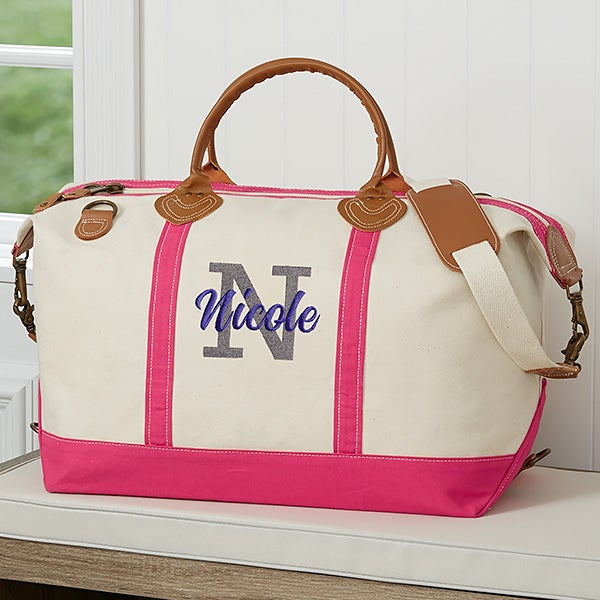 Playful Name Embroidered Canvas Duffel Bags - 27004