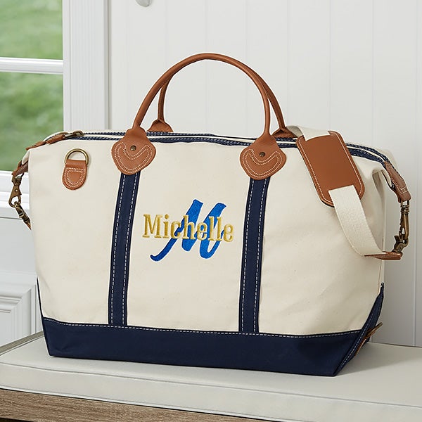 Playful Name Embroidered Canvas Duffel Bags - 27004