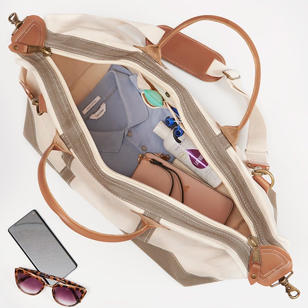 Playful Name Embroidered Canvas Duffel Bag Grey