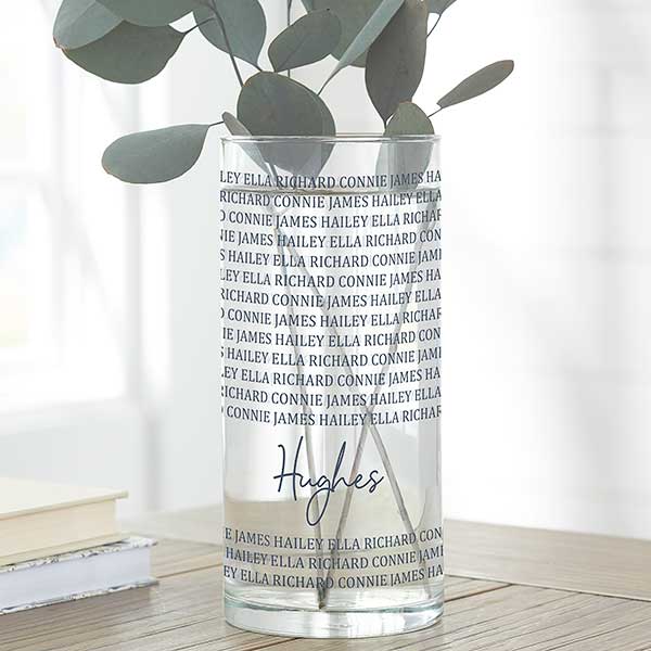 Family Repeating Names Personalized Glass Flower Vase - 27010