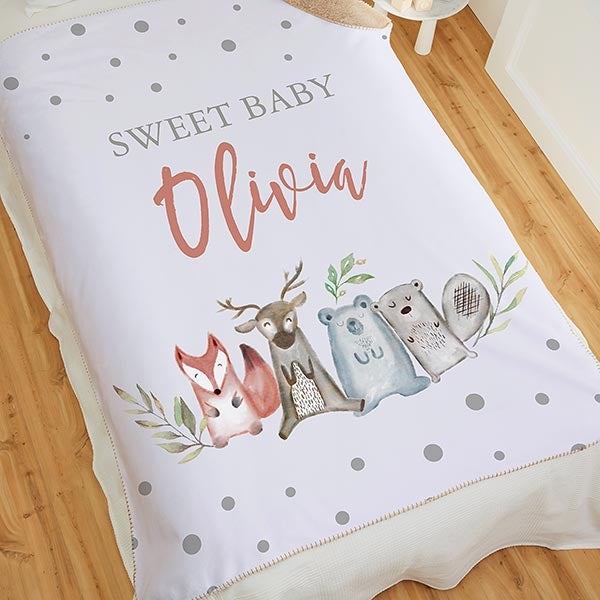 Sweet Baby Woodland Personalized Baby Blankets - 27018