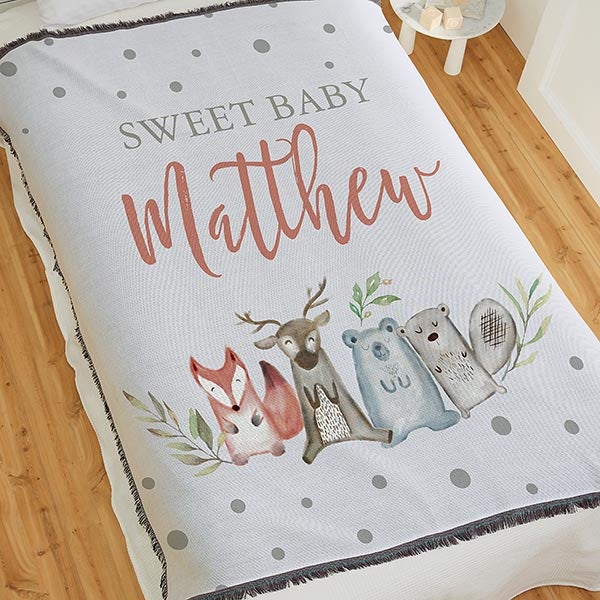 Sweet Baby Woodland Personalized Baby Blankets - 27018