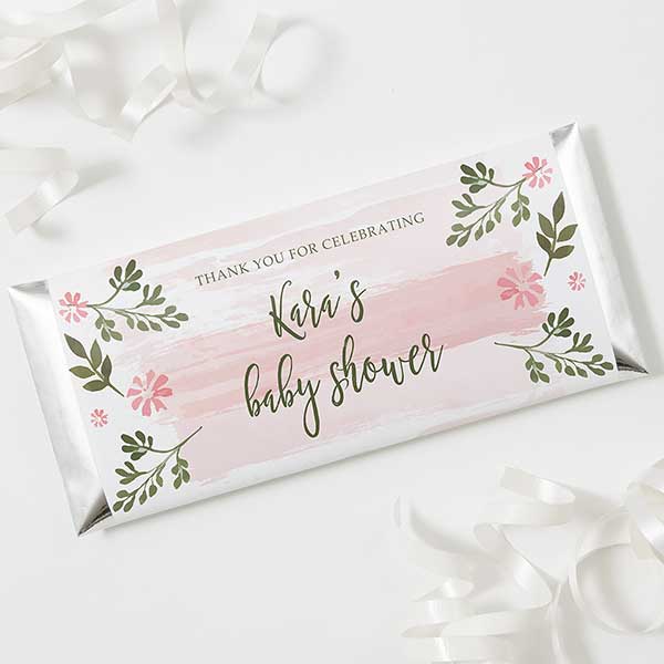 Floral Frame Personalized Baby Shower Candy Bar Wrappers - 27019