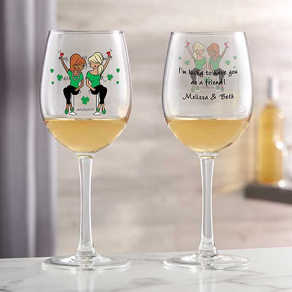 Lucky Friends Personalized Wine Glasses by philoSophie's - 27041