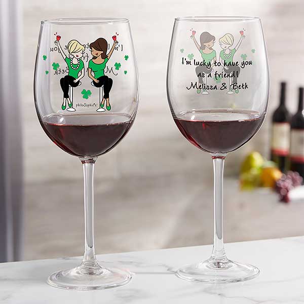 Lucky Friends Personalized Wine Glasses by philoSophie's - 27041
