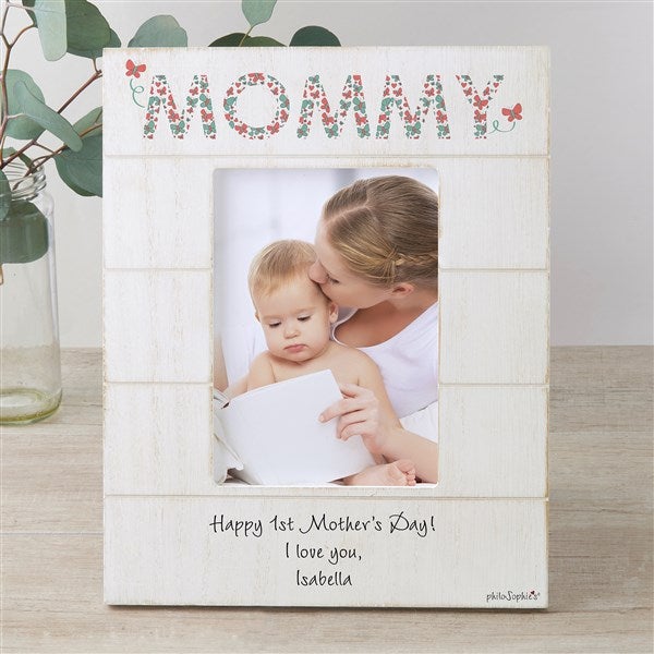 Floral Mom Personalized Shiplap Picture Frame by philoSophie's - 27045