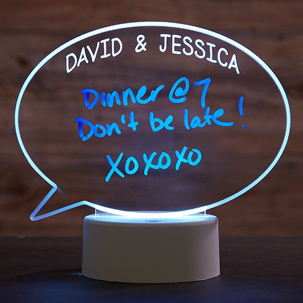 Speech Bubble Personalized Dry Erase Acrylic LED Sign - 27057