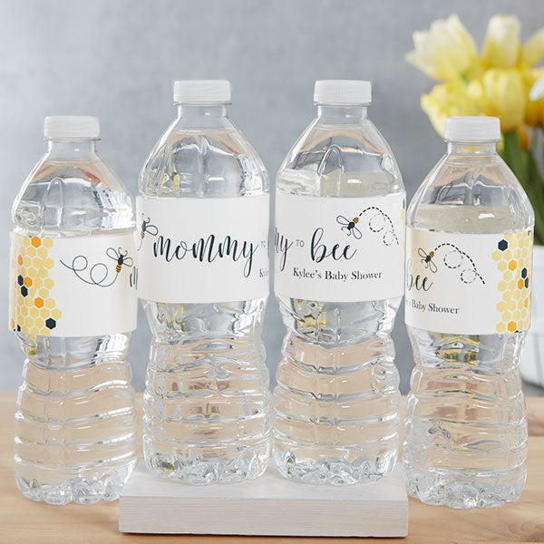 20 Personalized Polka Dot Themed Waterproof Water Bottle Labels for Baby Shower 