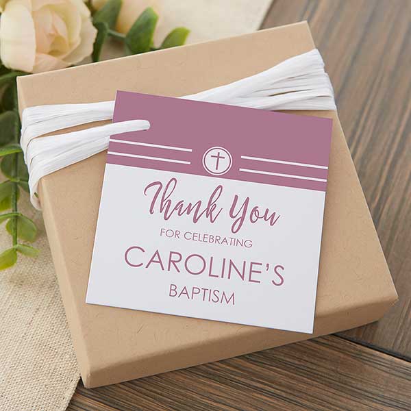 Modern Cross Girl Baptism Personalized Gift Tags - 27078