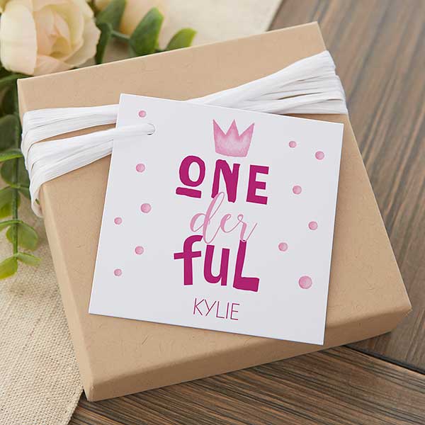 Onederful Girl First Birthday Personalized Favor Tags - 27111