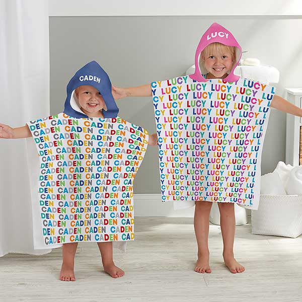Vibrant Name Personalized Kids Poncho Bath Towel - 27130