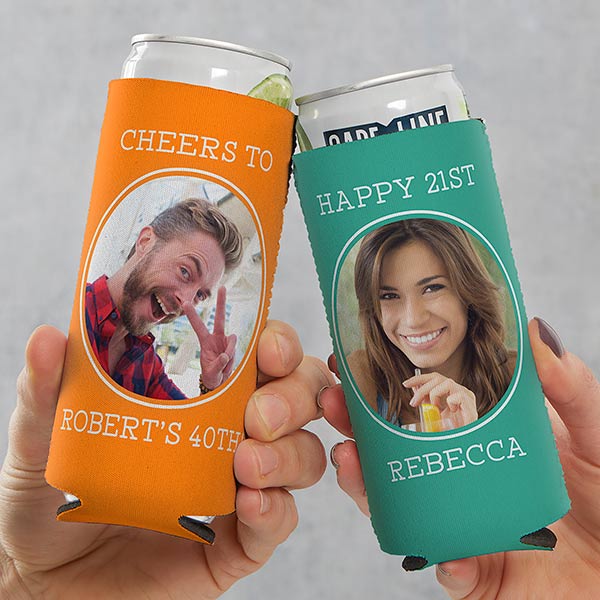 Birthday Photo Message Personalized Slim Can Coolers - 27137