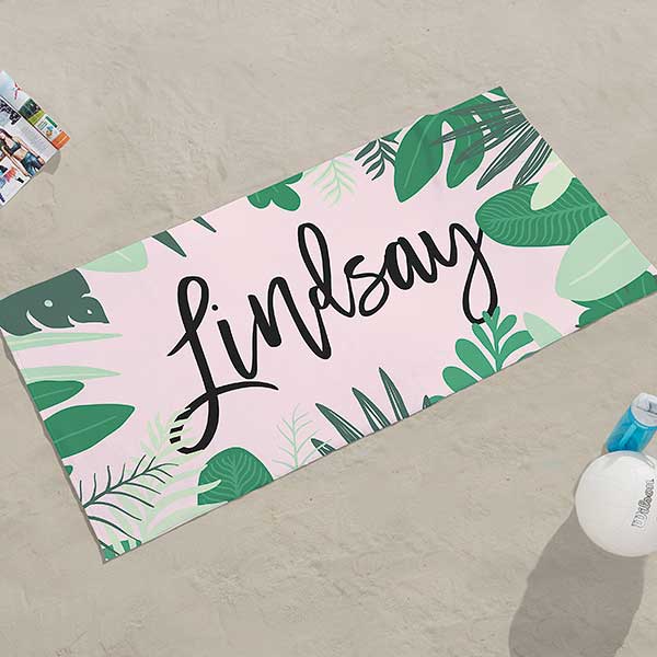 Palm Leaves Personalized Beach Towels - 27147