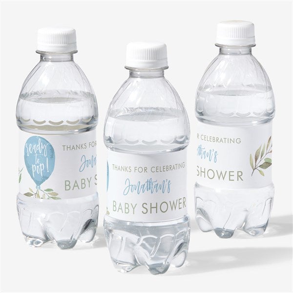 Ready To Pop Boy Baby Shower Personalized Water Bottle Labels - 27158