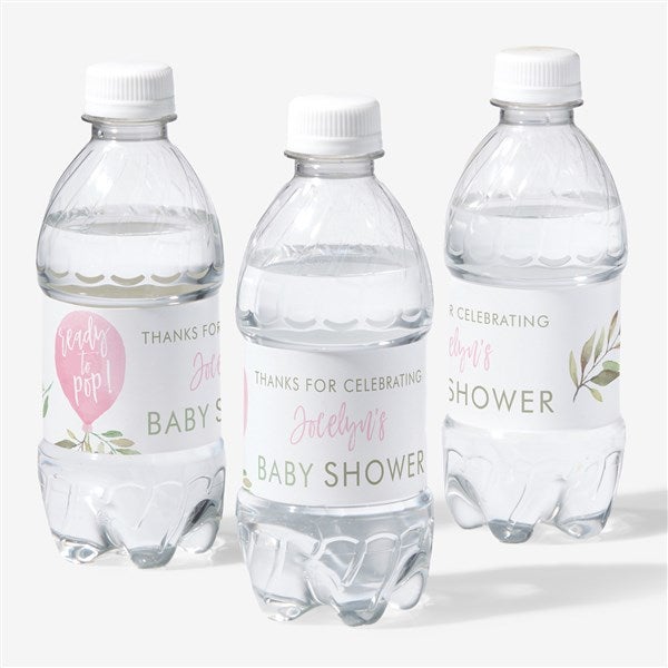 Ready To Pop Girl Baby Shower Personalized Water Bottle Labels - 27159