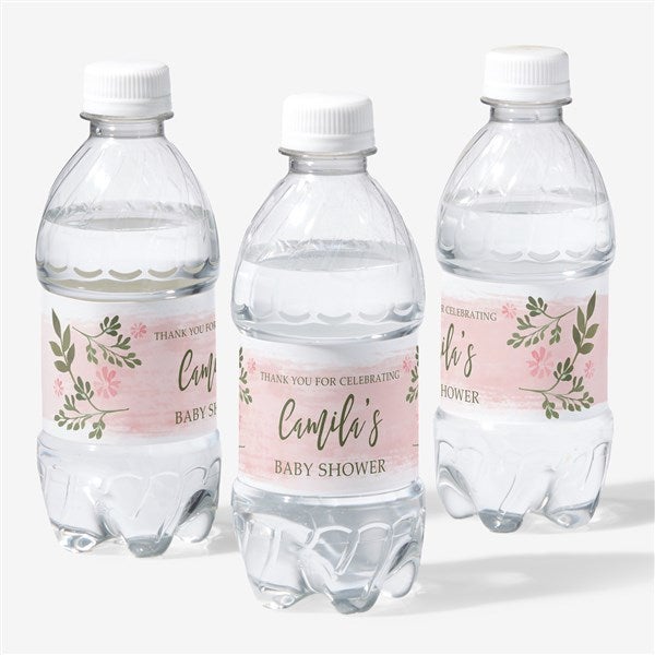 Floral Frame Personalized Baby Shower Water Bottle Labels - 27172